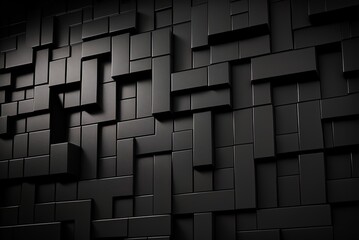To create the appearance of a wall, rectangular mosaic tiles have been put in a certain pattern. Bricks piled to form a Polished block backdrop; they are black and semiglossy. Generative AI