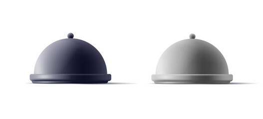 Obraz premium Cloche restaurant. 3d set for serving dishes. For catering establishments, hotels. For the design of layouts and logos.
