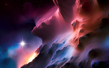 Nebulas and stars cosmic background, beautiful  picture of the universe with galaxies, cosmic nebulae and stars, science fiction backdrop, 3D illustration. Generative AI.