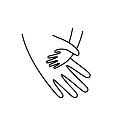 Child hand in parent hand illustration