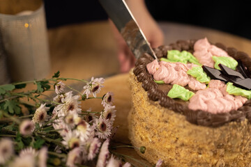 piece of cake with chocolate