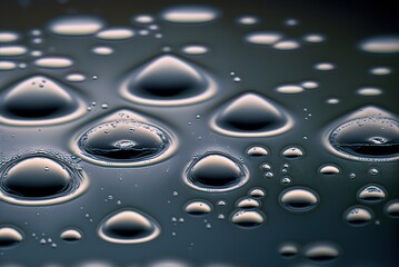 Photographic Closeup of Water Drops on Metal Generative AI