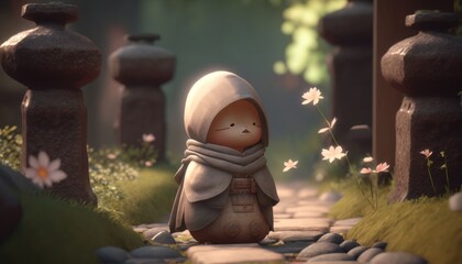 Jizo, the guardian of children and travelers, was revered for his compassion and kindness, and was honored for his role in protecting AI generation.