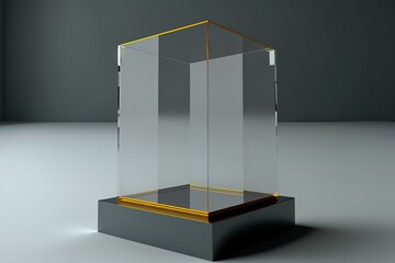 clear square box of acrylic or plexiglass crystal block. Generative AI
