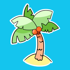 Cartoon palm tree, vector design element, hand drawn