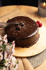 chocolate cake with cherry