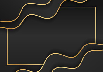 Abstract black and gold lines luxury background