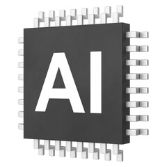 Artificial Intelligence. AI chip. 3D illustration.