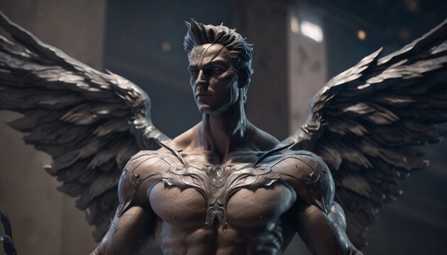 psychological and spiritual struggles of the Archangel, from the temptations and trials of their human form, to their inner demons and weaknesses. AI generation.