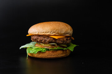 hamburger on black background