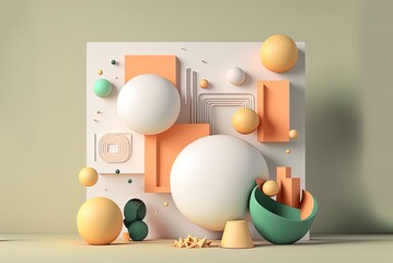 geometrical shapes scene poster design with an abstract, low-key backdrop Generative AI