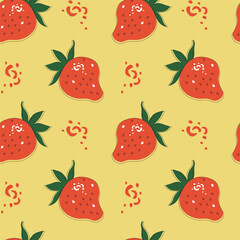 Seamless pattern of vector strawberries. Bright strawberry background.