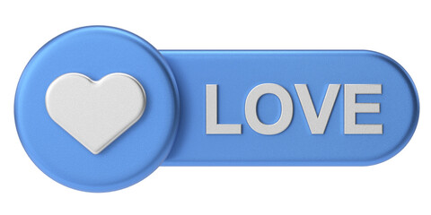 Love button. heart icon. 3D illustration.