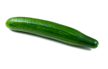 Single green Cucumber isolated on white.
