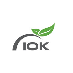 IOK letter nature logo design on white background. IOK creative initials letter leaf logo concept. IOK letter design.