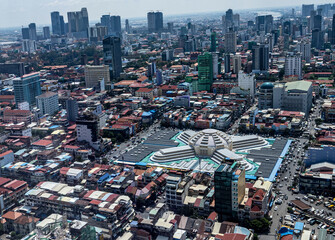 Marché central de Phnom Penh vue aérienne