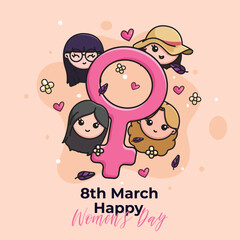 Cute background 8th march women day vector illustration