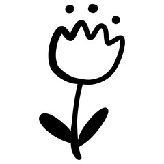 Tulip flower icon, Vector hand drawn doodle illustration.