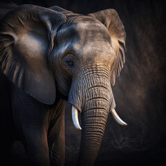Obraz na płótnie Canvas Close up of Elephant - Safari Snapshot Nature's Portrait Animal Natural Lighting. Generative AI 