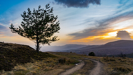 sunset in the mountains