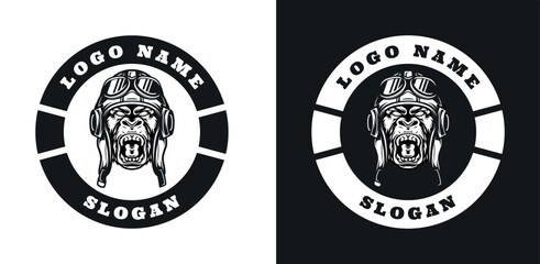 Chimp plane emblem graphic logo design