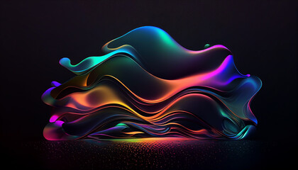 A surreal landscape crafted from waves of color, glowing with an inner light that gives life to this vibrant, flowing sculpture.