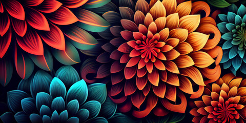 Beautiful modern colorful flower wallpaper background pattern design, Beautiful background, generative ai