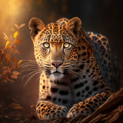 Close up of Amur leopard - Safari Snapshot Nature's Portrait Animal Natural Lighting. Generative AI

