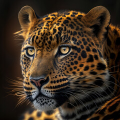 Obraz premium Close up of Amur leopard - Safari Snapshot Nature's Portrait Animal Natural Lighting. Generative AI 