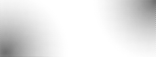 Halftone effect dotted gradient corners long background. Vector abstract grunge texture