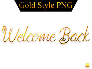 Welcome Back in Gold Cursive Text Typography Transparent PNG 