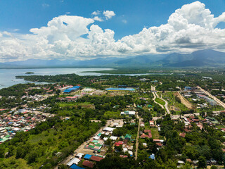 Aerial view of city of Puerto Princesa on the island of Palawan. Philippines.