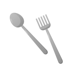 spoon and fork cartoon isolated vector illustration	
