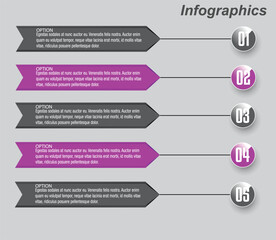 Modern design template, infographics with steps and options.