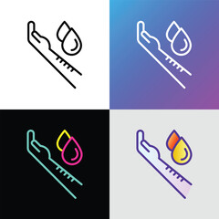 Allergy test thin line icon: dripping allergens on forearm. Skin prick test. Modern vector illustration.