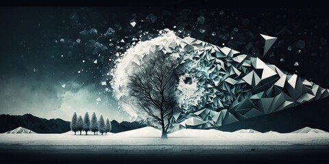 Abstract Winter Snowy Wallpaper, Generative AI