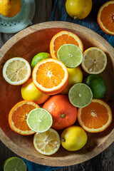Sweet mix of citrus fruits with oranges, lemons and limes.