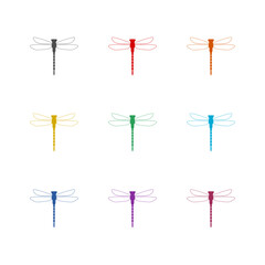 Dragonfly logo icon isolated on white background. Set icons colorful