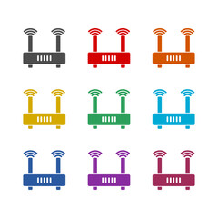 Obraz premium Wifi router icon isolated on white background. Set icons colorful