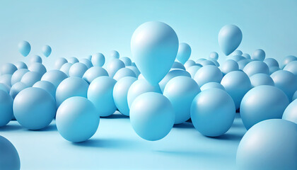 Abstract background with dynamic blue 3d spheres. Mate balls.