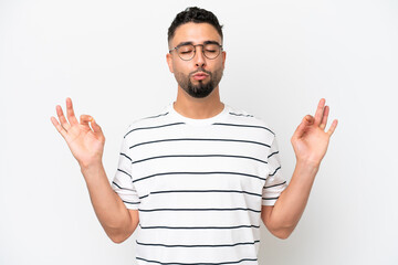 Fototapeta premium Young Arab handsome man isolated on white background in zen pose