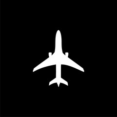 Airplane icon. Simple style travel icon isolated on black background.