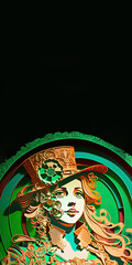 Clay Modeling of Beautiful Female Leprechaun On Abstract Background. 3D Render, St. Patrick's Day Concept.