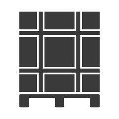 Delivery of building materials on a pallet glyph icon isolated on white background.Vector illustration.