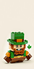 Obraz premium 3D Render of Leprechaun Man Made By Blocks And Copy Space. St. Patrick's Day Concept.
