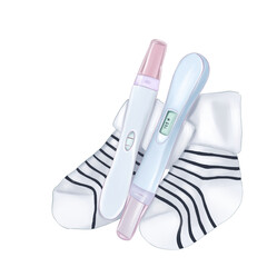 positive pregnancy test 
two baby socks