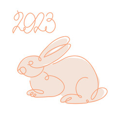 Bunny isolated on white background one line drawing, vector illustration