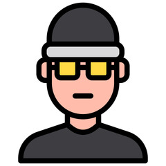 Hacker blue outline icon