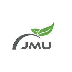 JMU letter nature logo design on white background. JMU creative initials letter leaf logo concept. JMU letter design.