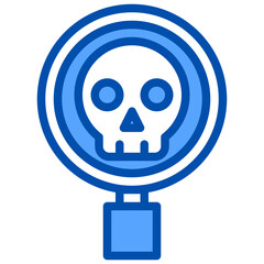 Skull blue outline icon